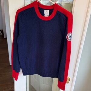 Michael Bastian for GAP Navy Crewneck Sweater with Red Accents